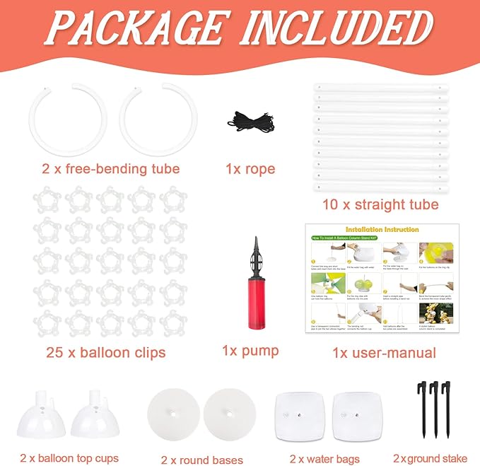 Half Balloon Arch Stand Kit, White PVC, 96 Inch