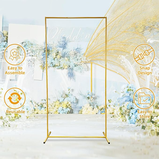 Arbor Square Metal Backdrop Stand, Gold Finish, 39.6 x 79.2 Inch