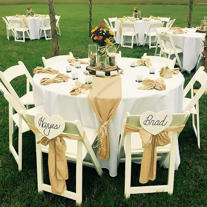 Satin Chair Sashes, 120 Pack, Champagne, 7 x 108 Inch Polyester