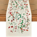Artoid Mode Floral Leaves Christmas Table Runner, Wild Flowers and Grasses Winter Kitchen Dining Table Decoration for Home Party Decor 13x72 Inch