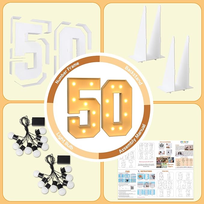 Marquee Number 50 Block Sign, 3FT Party Decoration