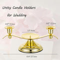 Candlestick Holder Set, 3-Arm Gold Metal Unity Candle Stand