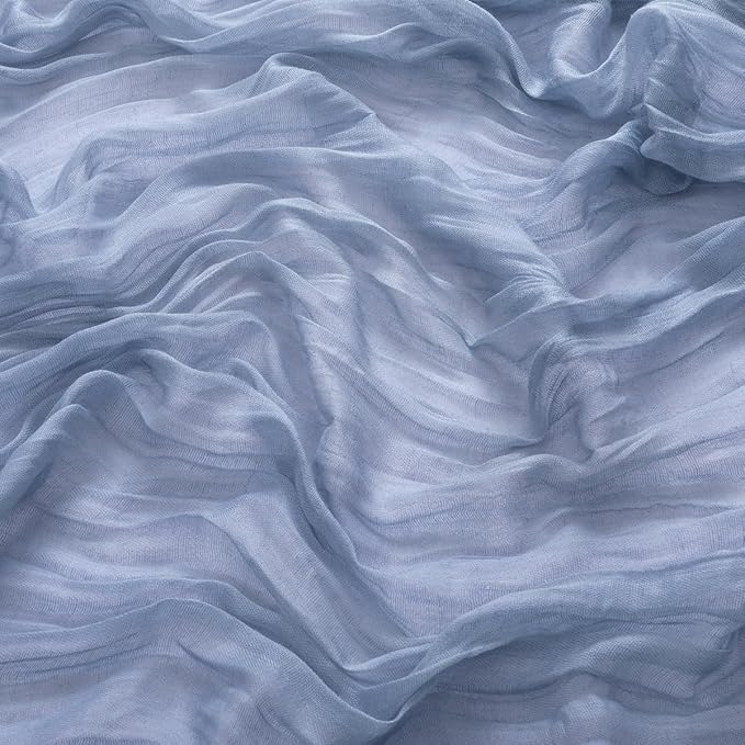 MLMW 6 Pack Dusty Blue Table Runner Cheesecloth Gender Reveal Boho Gauze Rustic Cheese Cloth Table Runner 160 inch Sheer 13.3ft for Wedding Party Baby Bridal Shower Birthday