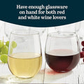 Wine Glasses Set of 12, Stemless Red and White, Dishwasher Safe