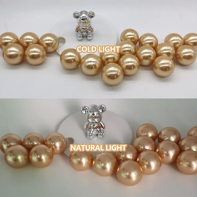 Vase Filler Beads, 100 Light Brown Faux Pearls, 3 Sizes, No Hole