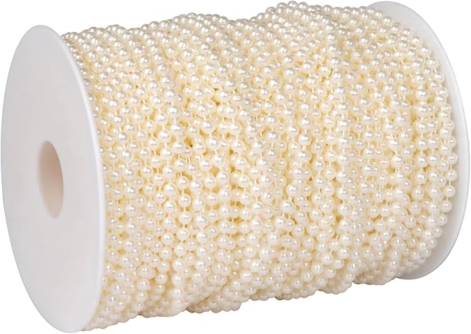 Beaded Trim 295 Ft Ivory Pearl Roll with 3mm Beads