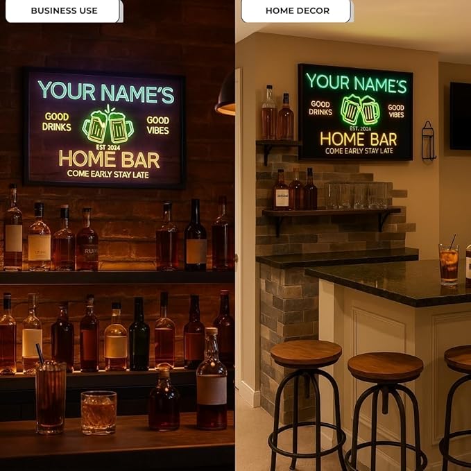 LIGHT UP LUXE Always Happy Hour Neon Sign, Bar Sign for Home Bar, Palm Tree  & Sun Wall Decor, Summer Vibes Neon Light for Patio and  Poolside