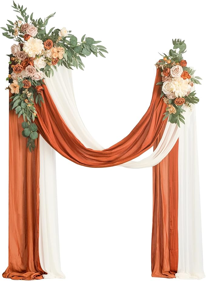 Artificial Flowers Wedding Arch Kit, Terracotta Orange Silk Set