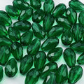 50pcs 10x15mm Teardrop Crystal Glass Beads for Jewelry Making, Faceted Vertical Hole Teardrop Glass Spacer Beads for Wind Chimes Bracelet Earring Necklace DIY Craft(Peacock Green)