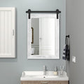 Farmhouse Bathroom Mirror, 30 X 21 Rustic Wood Framed Wall Barn Door