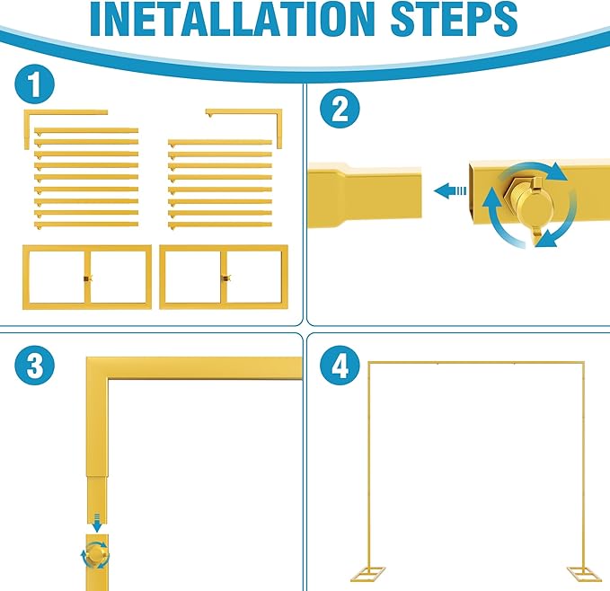 Background Support Equipment 8 ft Adjustable Gold Steel Frame
