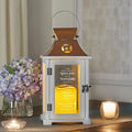 Decorative Candle Lantern, Memorial Design, Copper Finish, 13.5-Inch Tall
