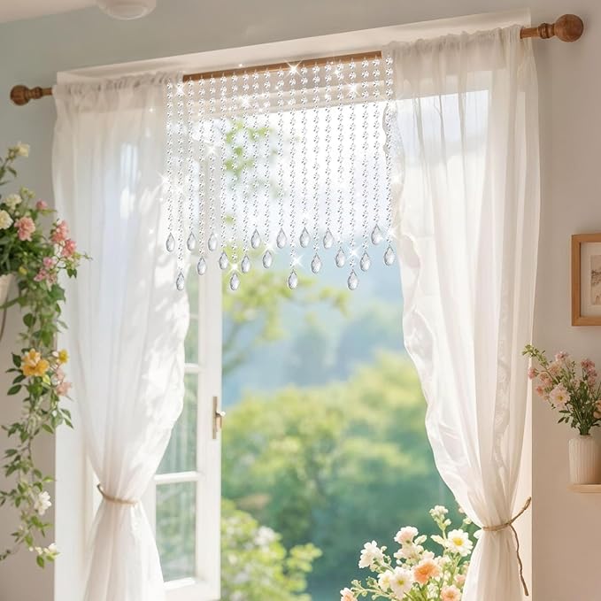 10 PCS Crystal Garland Strands, 33ft Hanging Crystal Strings for Window Curtains Doorway Decorations, Acrylic Clear Water Drop Crystal Ornaments for Christmas Tree, Wedding Party Home Chandelier Decor