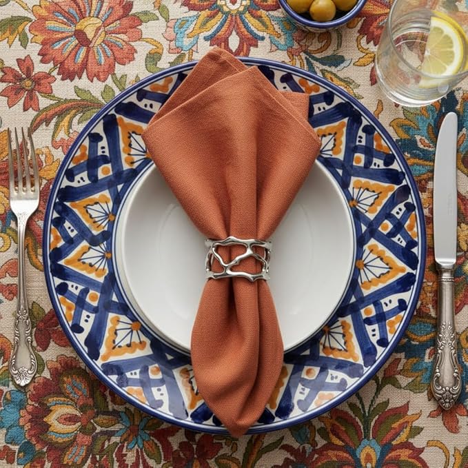 Napkin Rings - Unique Silver Coral Design, Elegant Stainless Steel (Set of 2)