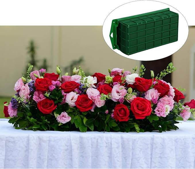 Boao 12 Pieces Floral Foam Cage Holder with Floral Foam for Fresh Flowers Cage Bowl for Table Centerpiece Flower Arrangement, Rectangle, 11.8 x 4.7 x 3.1 Inch