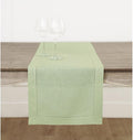 Solino Home Linen Sage Green Table Runner 90 Inches Long - 100% Pure Linen Hemstitch 14 x 90 Inch Table Runner for Dining, Fall, Autumn, Thanksgiving, Christmas - Classic Hemstitch