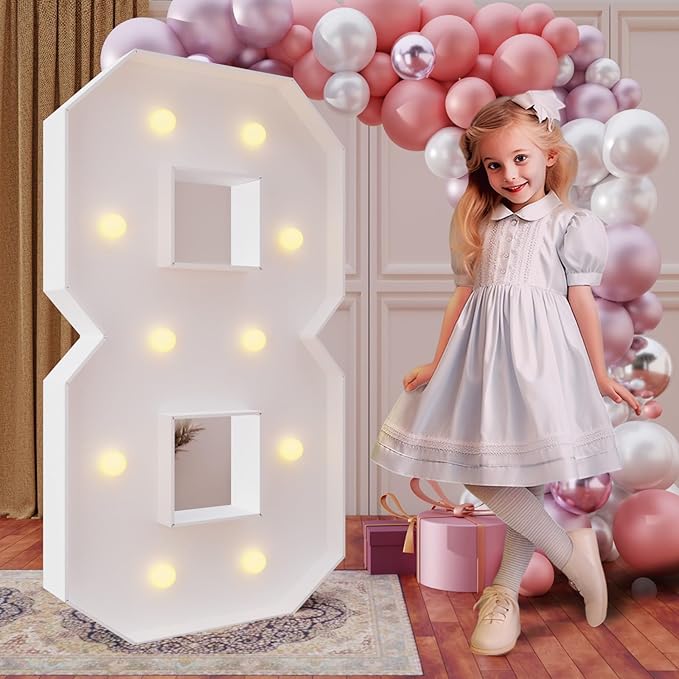 Party Supplies 4 Ft DIY Light Up Marquee Number 8 Foam Board