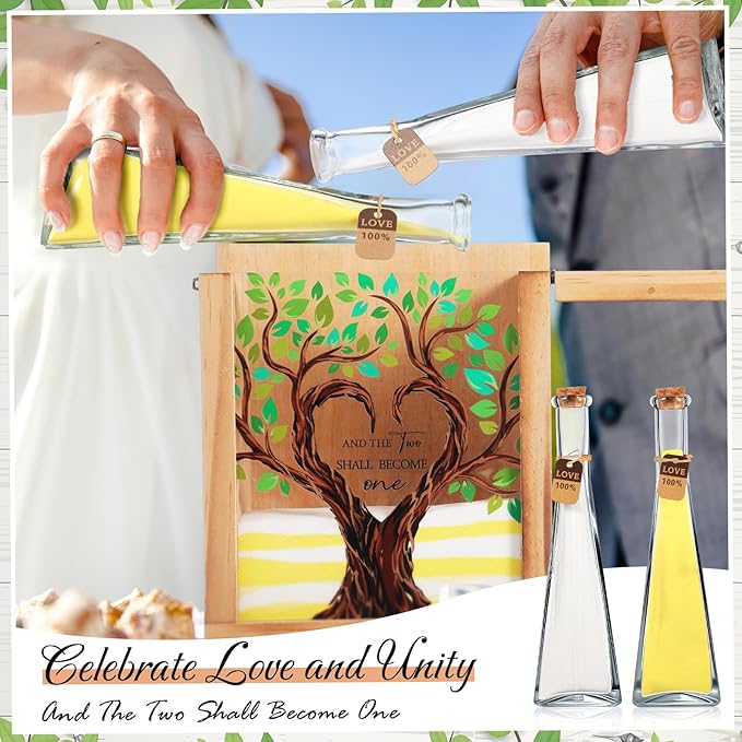Wedding Sand Ceremony Set with 2 Glass Vases, Wood Shadow Box and Sand