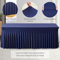 Stretch Spandex Table Clothes for 6 Foot Rectangle, 6 Pack – Navy Blue