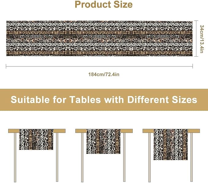 Cow Patchwork Print Table Runner, Country Farm Animal Fur Skin Farm Safari Wildlife Pattern Table Runner for Dinner Dinning Home Kitchen Living Room Party Holidays Setting, 13x70 Inch