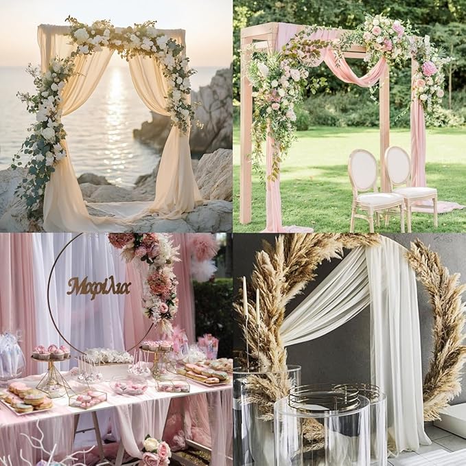 Outdoor Curtains: Blue Sheer Chiffon Arch Drapes, 2 Panels at 29 in x 20 ft