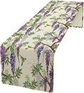 Vintage Bird Flower Table Runner Seasonal Spring Purple Wisteria Garden Plants Lavender Florals Farmhouse Country Kitchen Dinner Runner Dining Table Decoration for Home Party Holiday 13"x36"