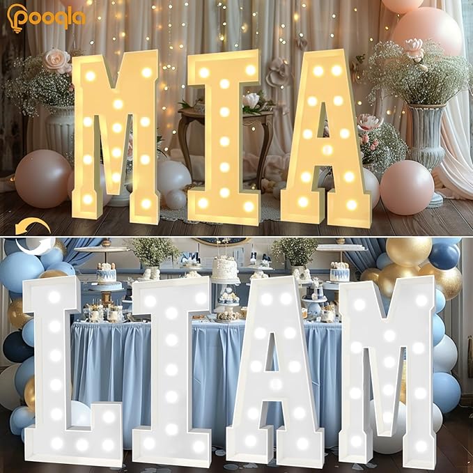 Decorations: 4 FT Light Up Mosaic Marquee Letter W, Warm or Cool White