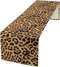 Leopard Print Dinning Table Runner, Cotton Linen Rustic Cottage Country Farm Safari Wildlife Fur Print Table Runners for Table Dresser Runner Dinning Kitchen Party Holidays Home, 13x36 Inch