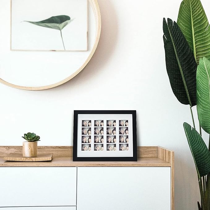 Wall Tabletop Frame 9x12 Black Wood with White Mat, Set of 2