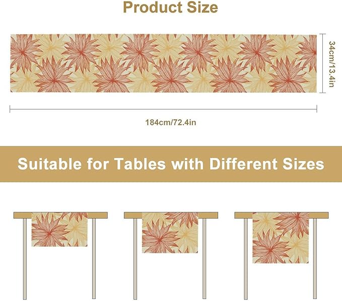 Autumn Chrysanthemum Table Runner, Vintage Modern Geometric Floral Boho Table Runner for Kitchen Dining Bedroom Living Room Table Decor for Indoor Outdoor Home Party, 13x36 Inch