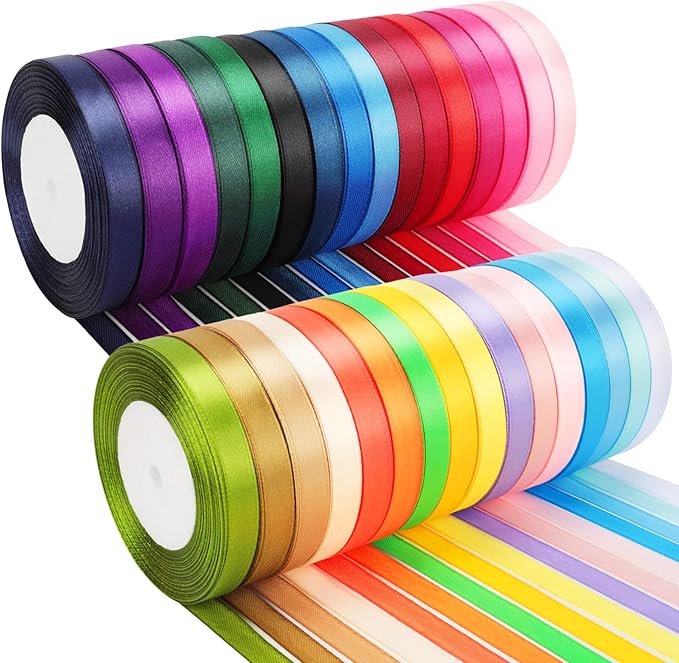 NESCCI 800 Yards Ribbon,3/8 Inch Satin Ribbon,Single Face Satin Ribbons, Perfect for Gift Wrapping,Wedding Decoration,Handmade Bows,Wrapping Bouquet, Halloween, Christmas