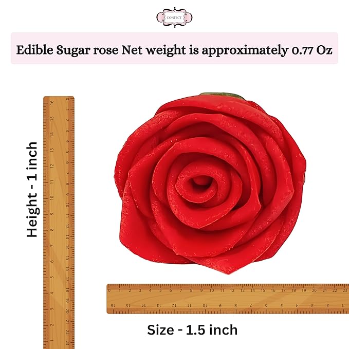 Edible Cake Toppers: 12 Sugar Roses, 1.5 Inch, Multiple Colors
