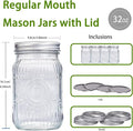 MirthMood Wide Mouth Mason Jars, 32 OZ