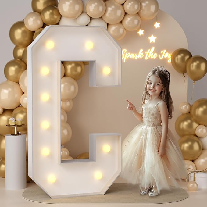 Decorative Sign 4 Ft Light Up Letter C with Warm Yellow Lights
