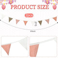 Pennant Banner Garland, Cotton, 2 Strips of 10 Flags, Pink and White
