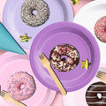 Disposable Paper Party Plates and Napkins, 150 Pcs Pink and Purple Set