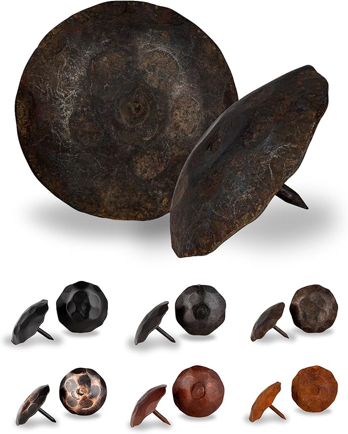 50 Pack 2" Round Head Iron Clavos Decorative Nails – Unfinished – Handmade Rustic Round Fasteners for Farmhouse Shutters, Faux Wood Beams, Barn Doors, Shutters, Gates – Ornamental Wood Accent