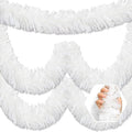 50 Feet Christmas Foil Fringe Banner Metallic Tassle Garland Metallic Backdrop Parade Floats Shiny Hanging Ceiling, Valentine's, Wedding, New Year Party Decorations(2" x 50', Macaron White)