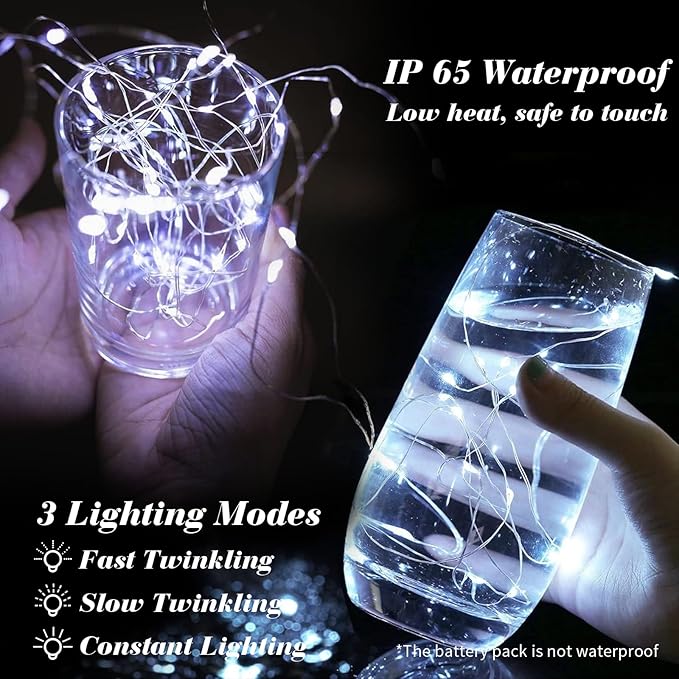 ZGWJ 8 Pack Fairy Lights Battery Operated, 7ft 20 Mini LED Fairy String Lights Silver Wire 3 Modes for DIY, Parties, Wedding, Bedroom, Halloween Christmas Decoration Silver White