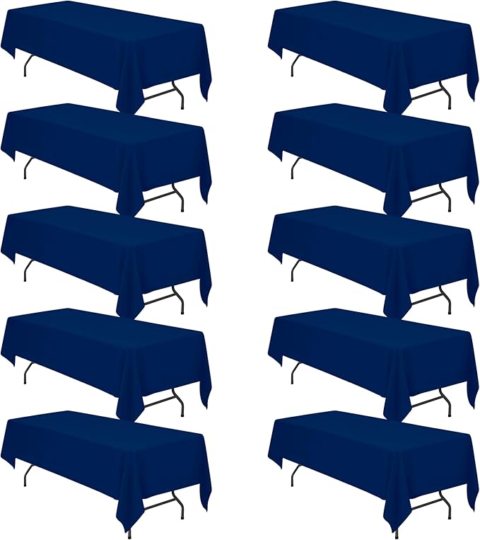 Navy Blue Polyester Tablecloths, Rectangular 60 x 126 in