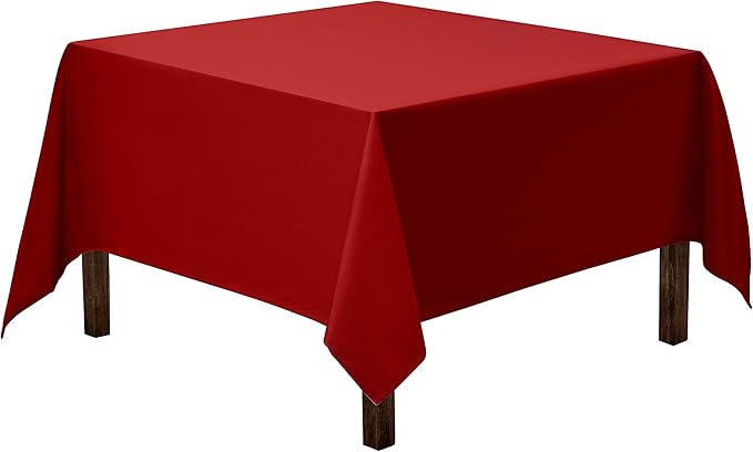 Gee Di Moda Square Tablecloth - 52 x 52 Inch Red Table Cloth for Small Square or Round Tables - Heavy Duty Washable Fabric - for Buffet Table, Holiday Party, Dinner, Wedding & Baby Shower