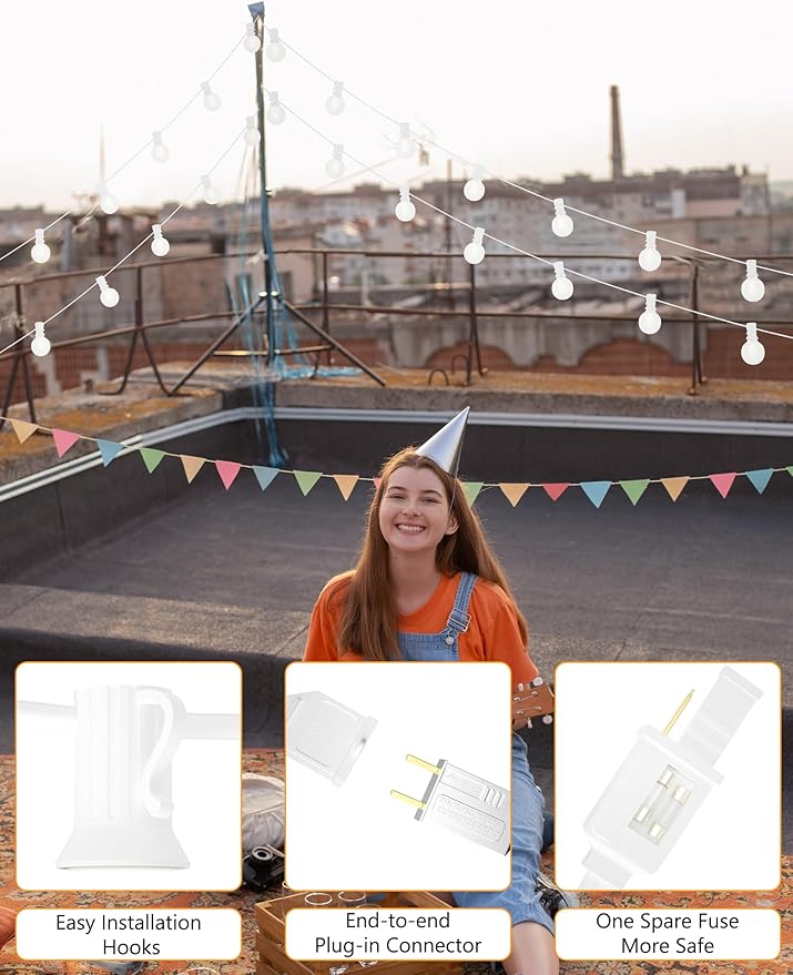 Indoor String Lights, 50 FT Frosted White G40 LED Bulbs
