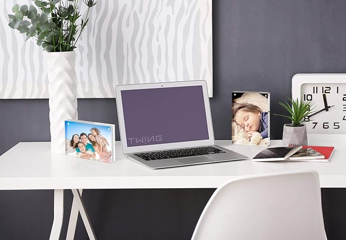 TWING 5 Pack 4 x 6 Acrylic Frame, Horizontal Magnet Double Sided 4x6 Picture Frame,12+12MM Thick Clear Frameless Desktop Display Self Standing Magnetic Acrylic Block Photo Frame