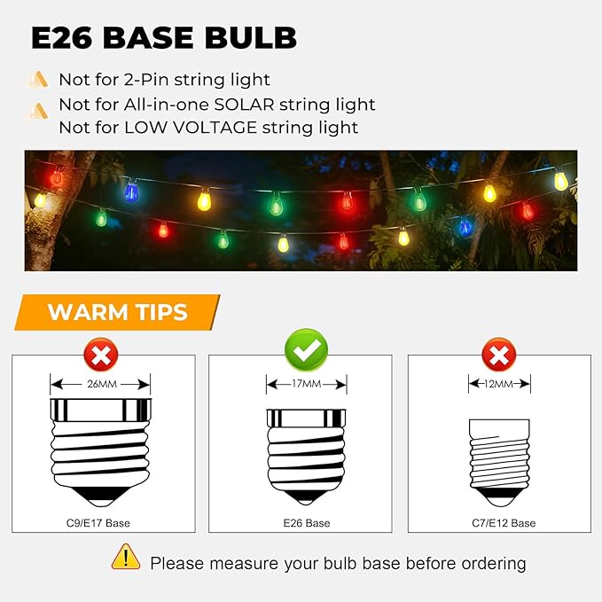 LED Bulbs 24 Pack S14 Multicolor Outdoor Replacement Bulbs