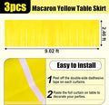 29x108 Inch Macaron Foil Fringe Table Skirts Metallic, 3 Pack – Yellow