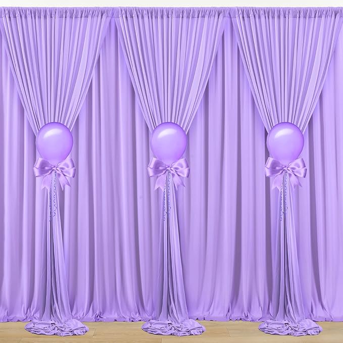 Lavender Backdrop Curtain Set of 8 Panels, Wrinkle-Free Polyester, 5x10 ft