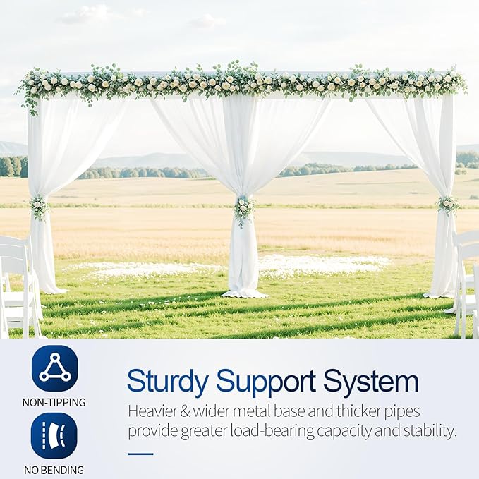 Pipe and Drape Backdrop Stand, 20x10ft Heavy Duty Adjustable Background Frame with Metal Base, Back Drop Holder for Parties Photography Wedding Photoshoot Decoration