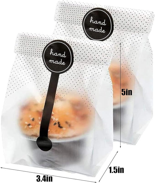 (400Pcs)200pcs Translucent Plastic Bags/Bakery Bags with 200pcs