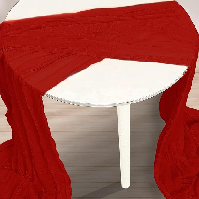 6 Pack Burgundy Cheesecloth Table Runner 35x120 Inch 10Ft Rustic Gauze Cheese Cloth Table Runner Sheer Cheesecloth Table Runners for Wedding Party Bridal Shower Decoration
