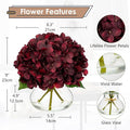 Fall Hydrangea Artificial Flowers for Decoration in Glass – Dark Red